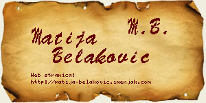 Matija Belaković vizit kartica